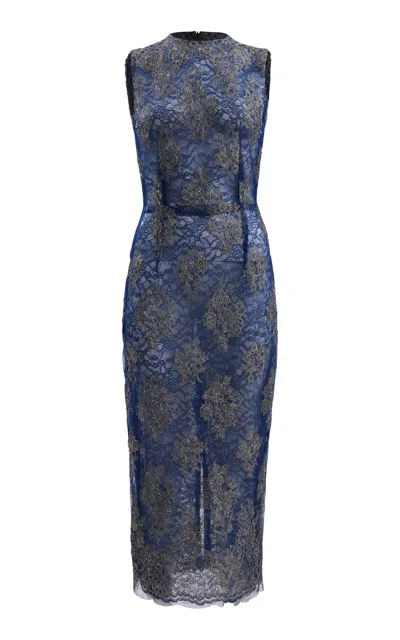 Francesca Miranda Estela Midi Lace Dress In Blue