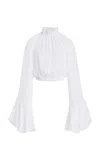 Francesca Miranda Exclusive Nero Ruffled Silk Top In White