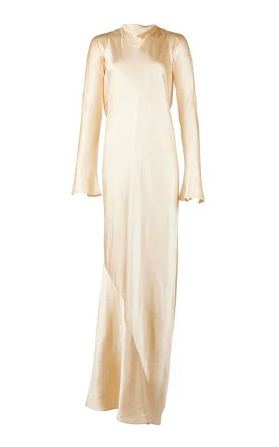 Francesca Miranda Fenix Silk Long Sleeve Maxi Dress In Ivory