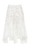 Francesca Miranda Flor Sheer Midi Lace Skirt In White