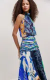 Francesca Miranda Garden Printed Silk Halter Top In Multi