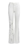 Francesca Miranda Gardenia Lace-detailed Cotton Straight-leg Pants In White