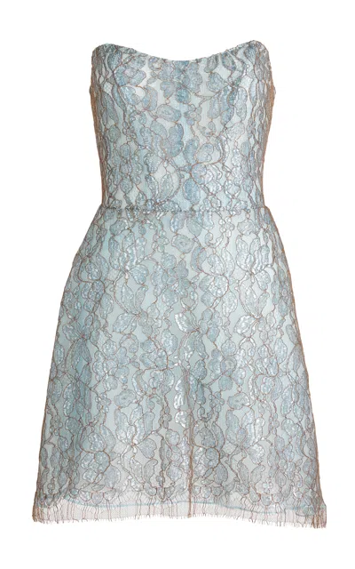 Francesca Miranda Glacier Silk Corset Mini Dress In Blue