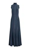 Francesca Miranda Goddess High-neck Maxi Dress In Blue