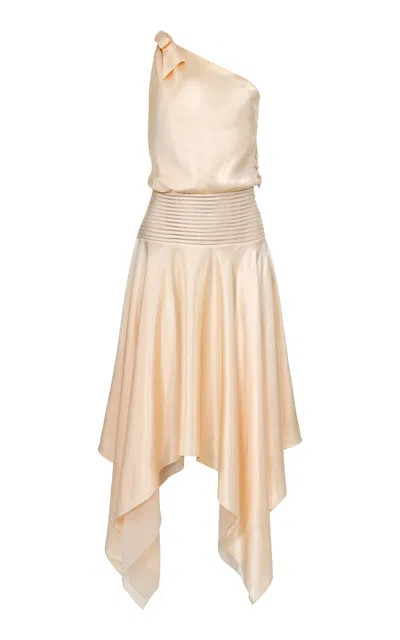 Francesca Miranda Halia One Shoulder Silk Dress In White