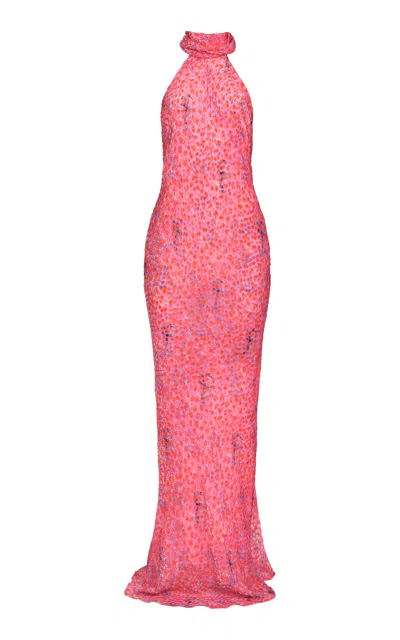 Francesca Miranda Hera Embellished Silk Maxi Dress In Pink