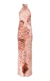 Francesca Miranda Hera Rose Halter Silk Dress In Multi