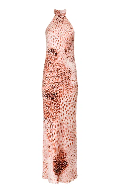 Francesca Miranda Hera Rose Halter Silk Dress In Multi