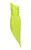Francesca Miranda Isola Sequined Single-shoulder Dress In Green