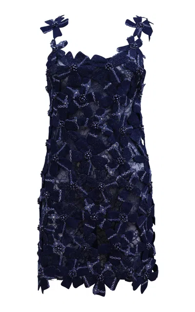 Francesca Miranda Jardin Cotton Mini Dress In Blue