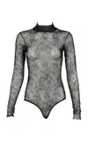 Francesca Miranda Jave Lace Bodysuit In Ebony