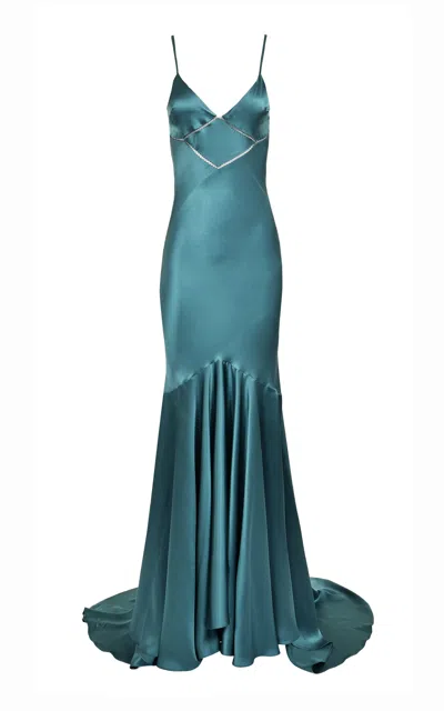 Francesca Miranda Lagoon Silk Maxi Dress In Blue