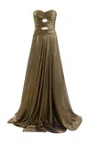 Francesca Miranda Leon Silk Maxi Dress In Gold