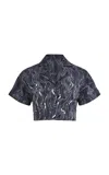 Francesca Miranda Lira Cropped Cotton Top In Blue