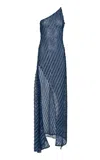Francesca Miranda Lotus One-shoulder Gown In Blue