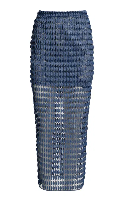 Francesca Miranda Lunar Textured Maxi Skirt In Blue