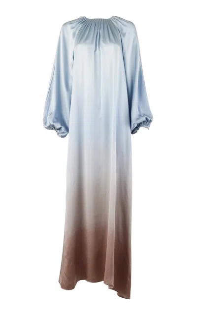 Francesca Miranda Midnight Hand-dyed Silk Tunic Maxi Dress In Lavender