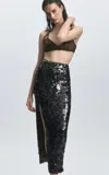 Francesca Miranda Midnight Oasis Sequin Silk Skirt