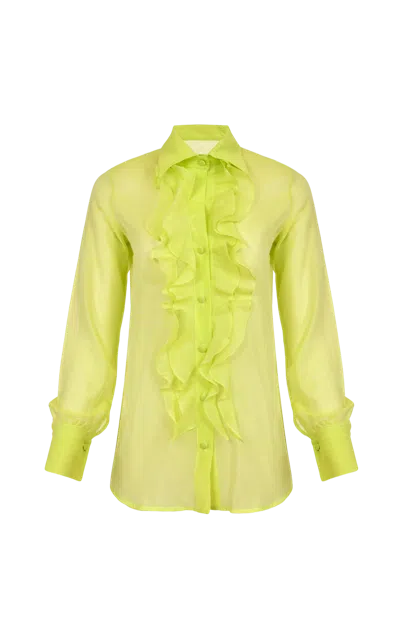Francesca Miranda Miele Ruffled Blouse In Green