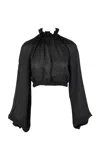 Francesca Miranda Nero Silk Ruffled Top In Black