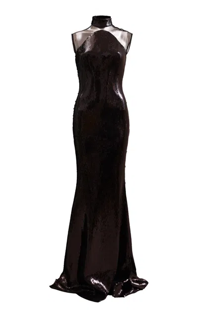 Francesca Miranda Noche Sequin Maxi Dress In Black