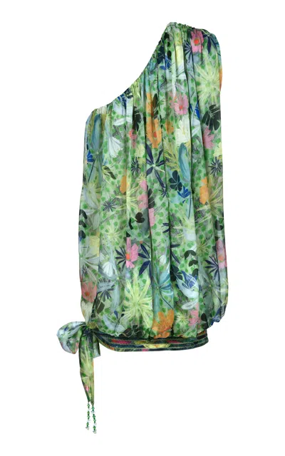 Francesca Miranda Oasis Bubble-hem Silk-organza Mini Dress In Green