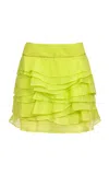 Francesca Miranda Olas Ruffled Cotton Skirt In Green