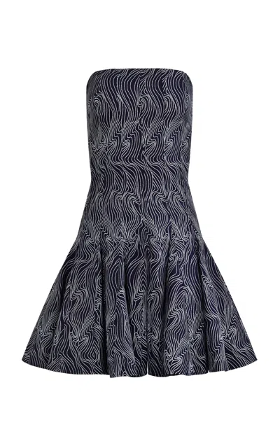 Francesca Miranda Oleaje Strapless Cotton Mini Dress In Blue