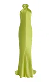 Francesca Miranda Olivia Cross-halter Silk Dress In Green