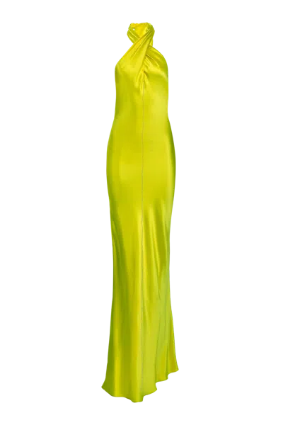 Francesca Miranda Olivia Embroidered Silk Dress In Green