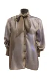 Francesca Miranda Oro Silk Chiffon Blouse In Gold