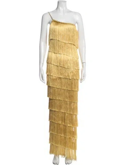 Pre-owned Francesca Miranda Patterned Long Dress In Yellow