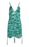 Francesca Miranda Persefone Printed Silk Mini Dress In Green