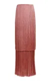 Francesca Miranda Pink Dune Fringe Silk Blend Midi Dress