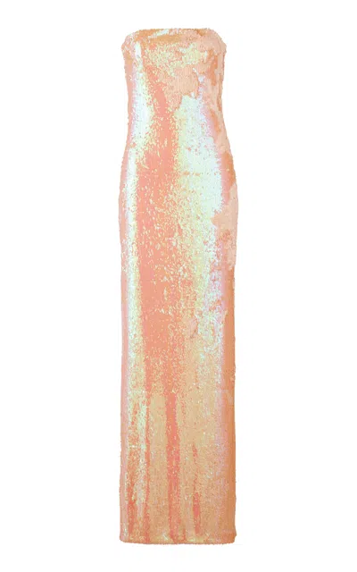 Francesca Miranda Puesta Del Sol Sequined Maxi Dress In Light Pink