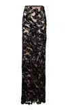 Francesca Miranda Ryn Sequined Lace Maxi Skirt In Ebony