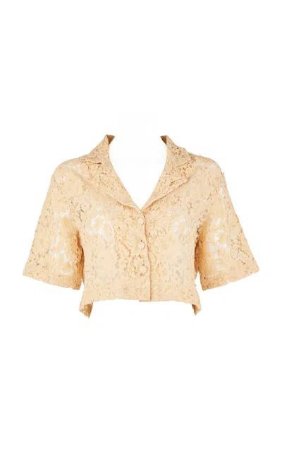 Francesca Miranda Sauda Cotton Lace Top In Pearl