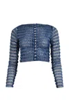 Francesca Miranda Selene Textured Top In Blue