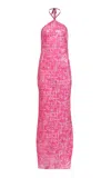 Francesca Miranda Serata Halter Jacquard Maxi Dress In Pink