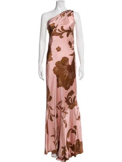 Pre-owned Francesca Miranda Silk Long Dress In Pink
