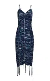 Francesca Miranda Sirena Printed Silk Maxi Dress In Blue