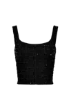 Francesca Miranda Sloane Embroidered Corset Denim Top In Onyx