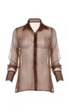 Francesca Miranda Smoke Sheer Silk Blouse