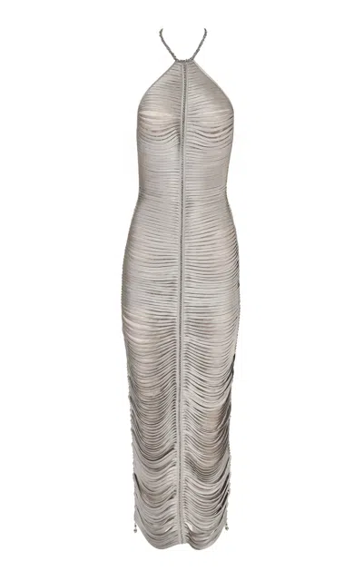Francesca Miranda Solar Aqua Handmade Dress In Gray