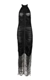 Francesca Miranda Solar Noche Silk Frayed Maxi Dress In Coal