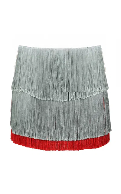 Francesca Miranda Starlight Fringe Mini Skirt In Blue