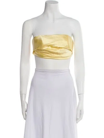 Pre-owned Francesca Miranda Strapless Crop Top In Yellow