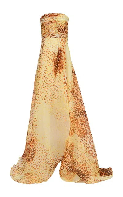 Francesca Miranda Sunflower A Line Silk Maxi Dress In Yellow