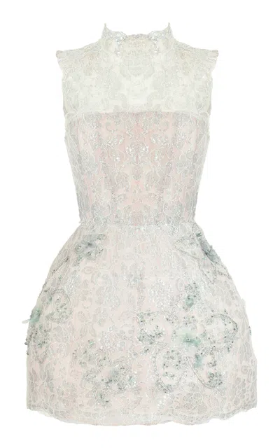 Francesca Miranda Umbrella Corseted Lace Mini Dress In White