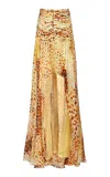 Francesca Miranda Vela High- Low Silk Skirt In Multi